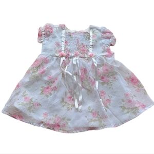 Floral Smock Front Dress with Rosettes by K.T Kids by Keneth Too, Size 6-9 Month